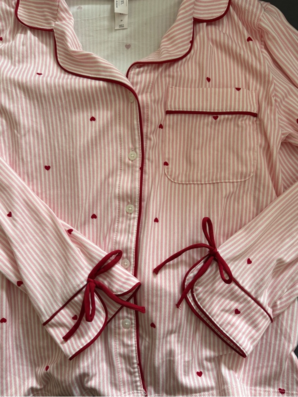 Auden Pink Striped Pajama Set with Red Heart Accents & shorts - Picture 8 of 15
